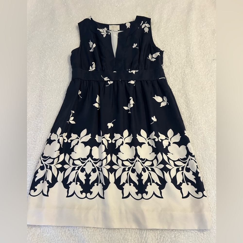 kate spade Navy and White Floral Border Midi Dress
